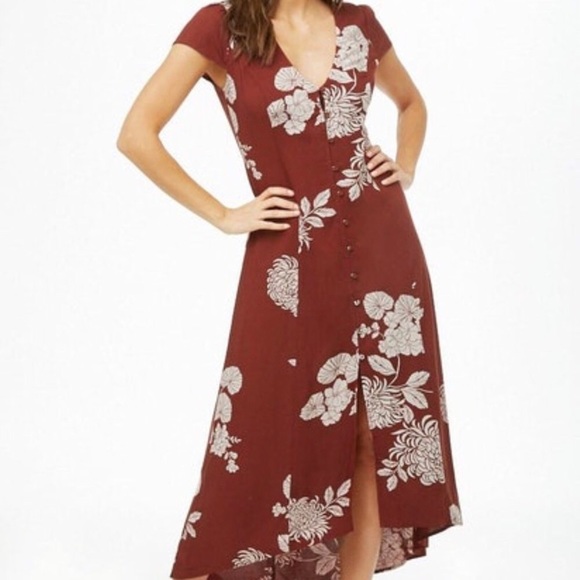 Forever 21 Chestnut Floral Print Dress - Picture 1 of 7